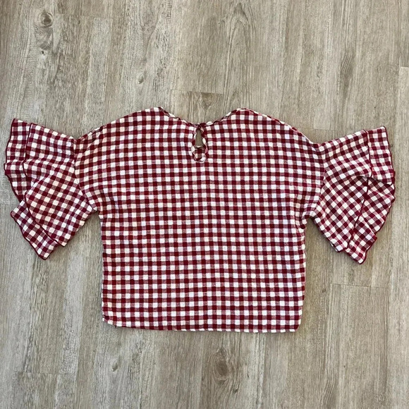 Womens Caution to the Wind Red/White Plaid Ruffle Blouse - S - Picture 4 of 6